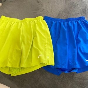 Nike Bright Yellow and Deep Blue Athletic Shorts